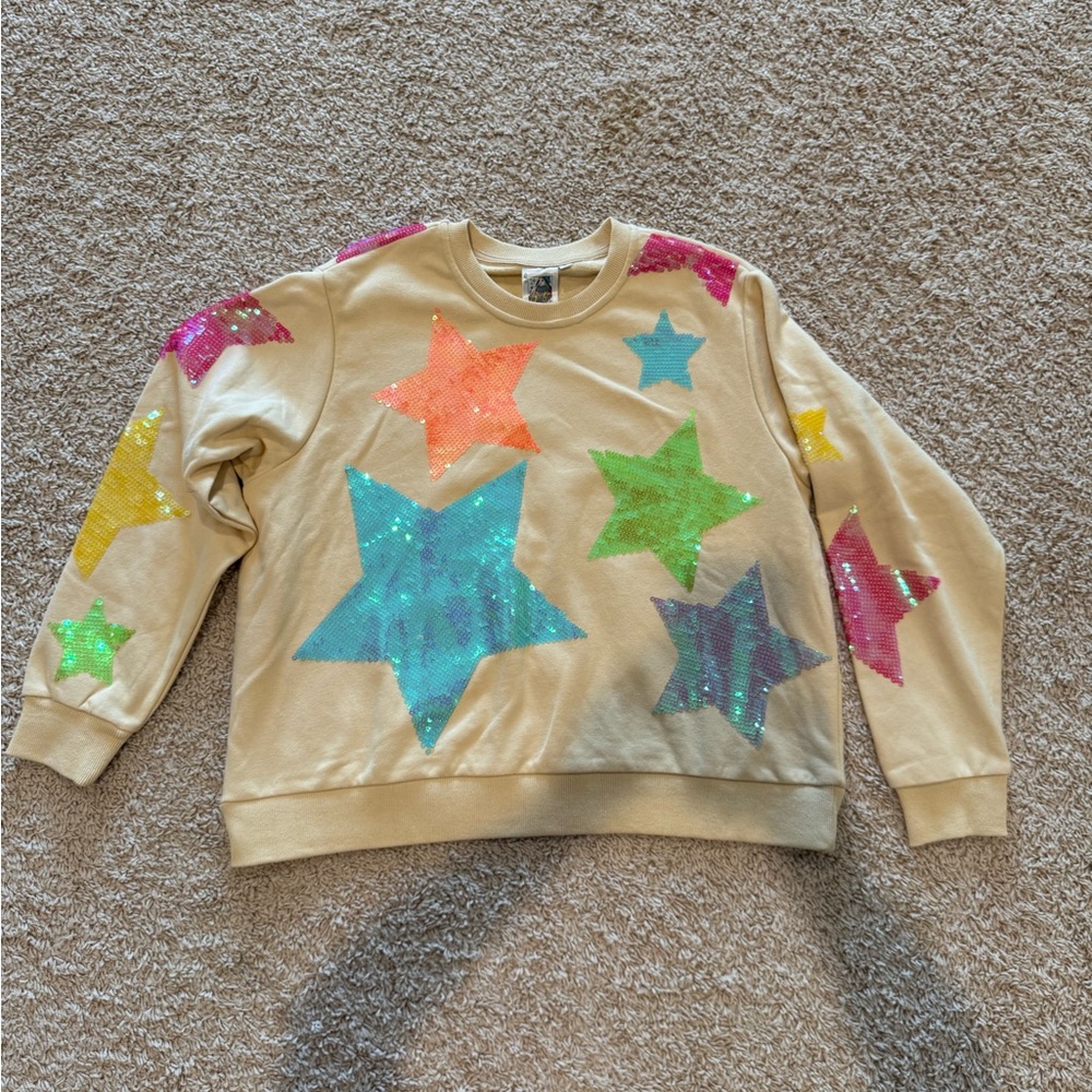 QUEEN OF SPARKLES Sequin Star Sweatshirt NWT